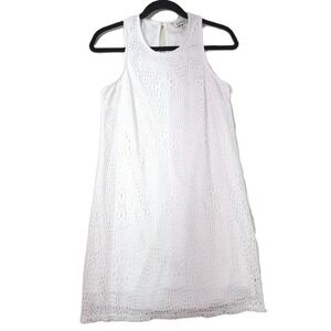 Speechless White Eyelet Lace Sleeveless Overlay Mini Shift Dress Medium